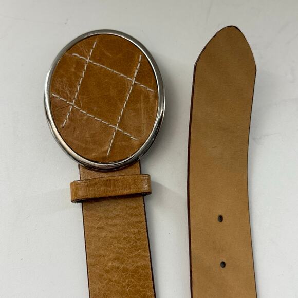 Cole Haan Y2K Medallion Belt Light Brown Leather Sz 30 Womens main image 7